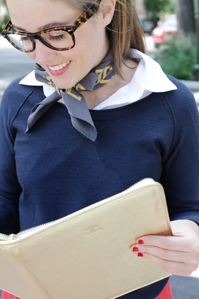 Belmont Square Scarf, Gray   Gold