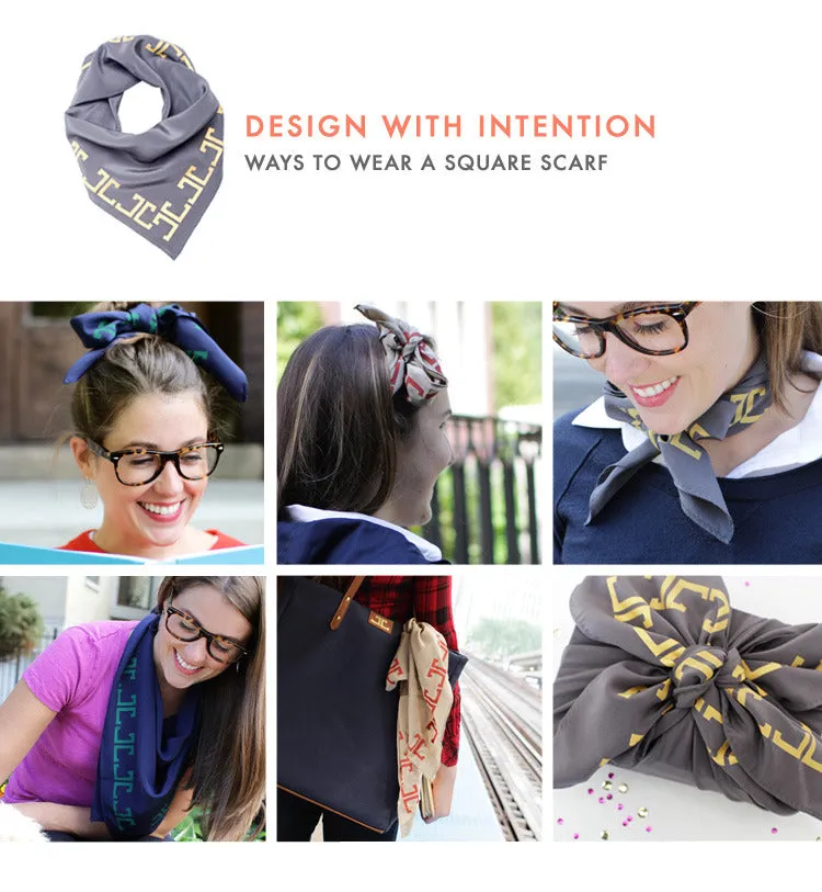 Belmont Square Scarf, Gray   Gold