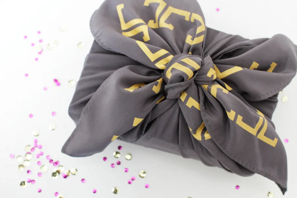 Belmont Square Scarf, Gray   Gold