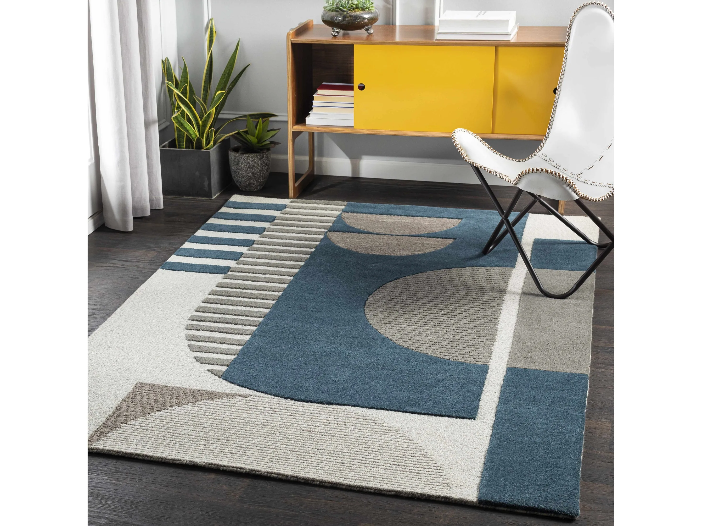 Brooklyn Blue&Gray Modern Wool Rug