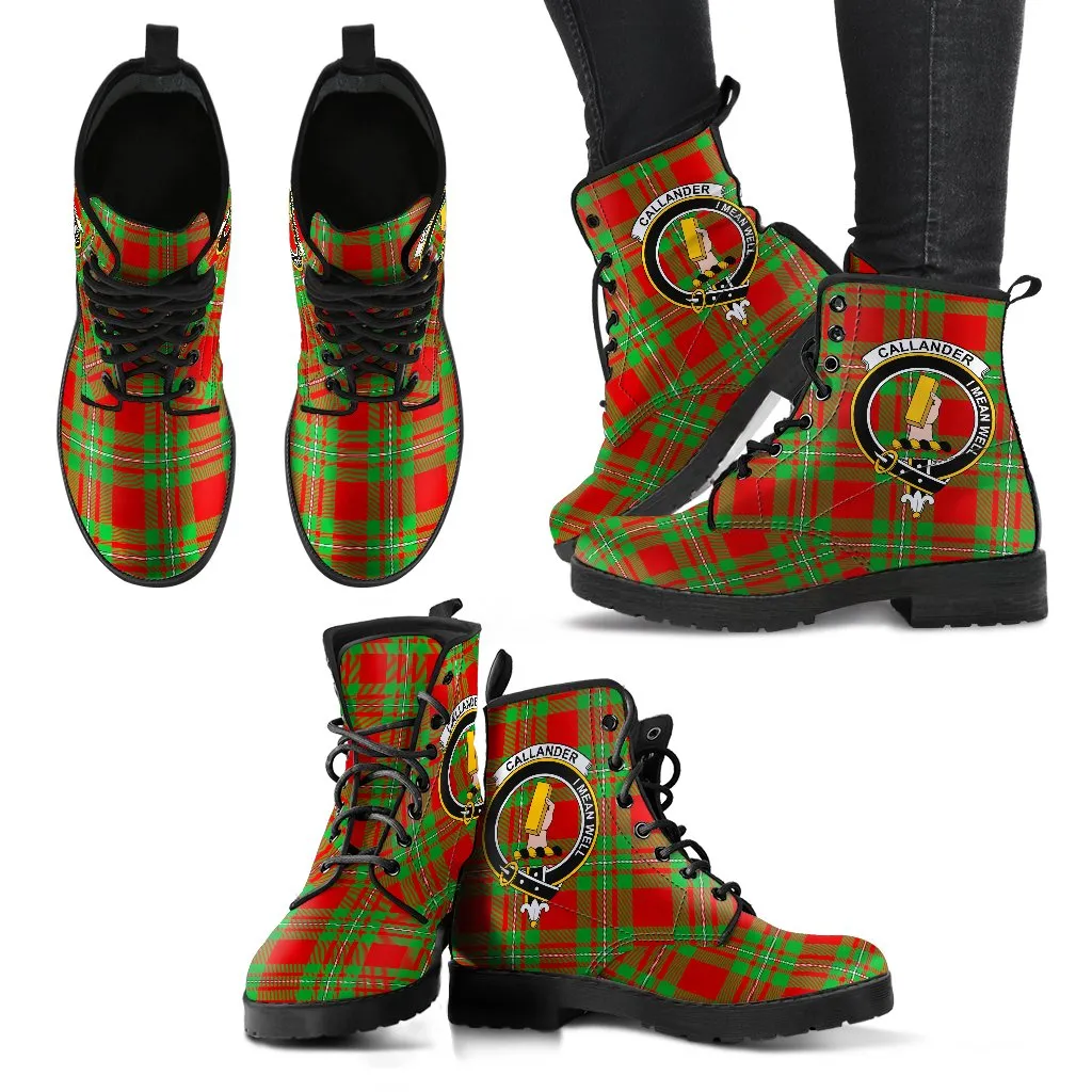 Callander Modern Tartan Clan Badge Leather Boots