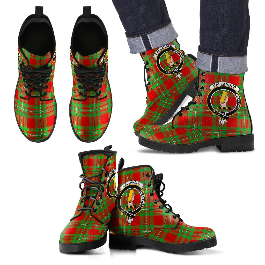 Callander Modern Tartan Clan Badge Leather Boots
