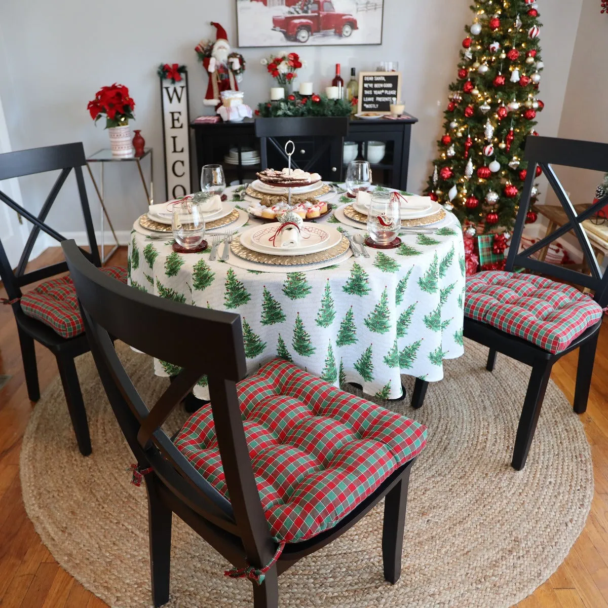 Checkers Red and Green Chair Pad - Latex Foam Fill