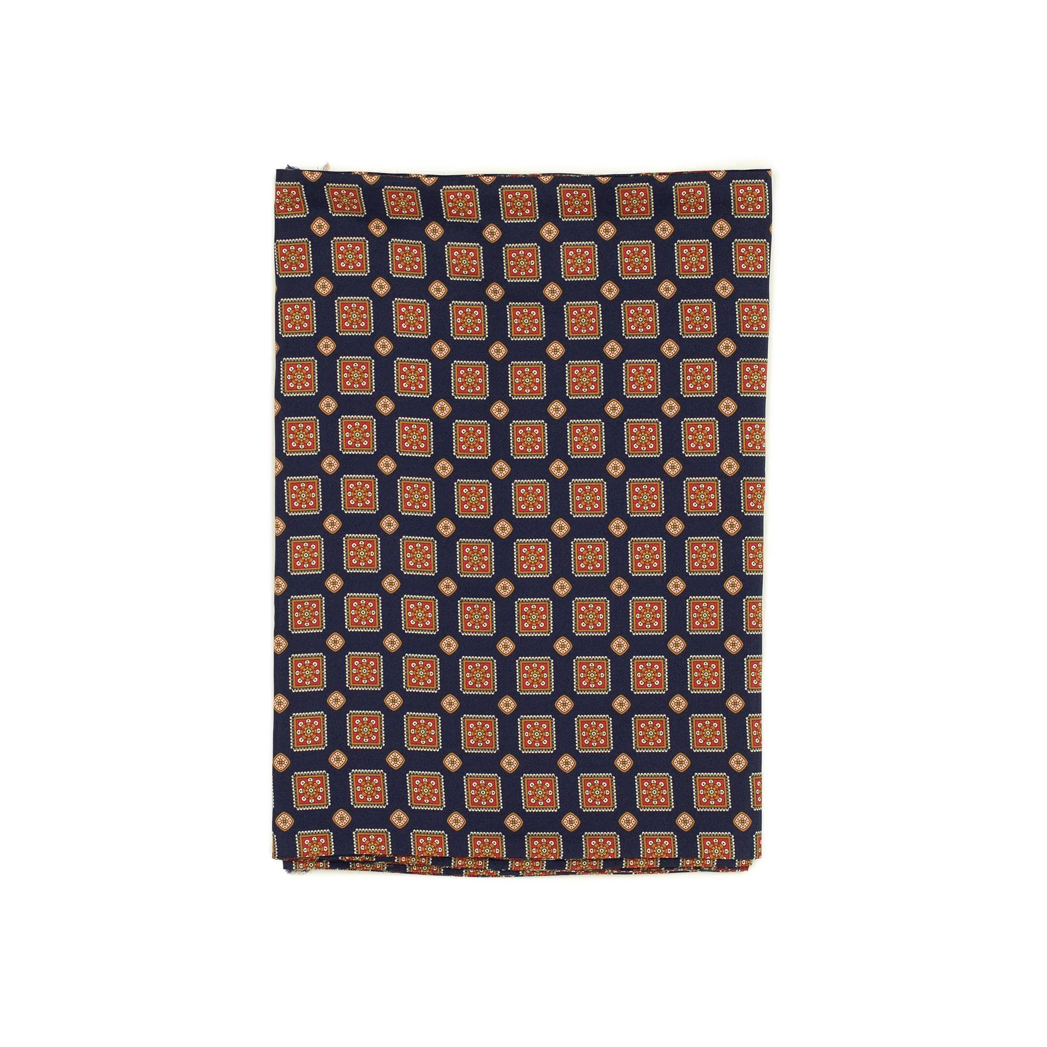Double-sided silk foulard scarf in navy