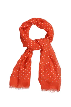 Drake's Orange Red with White Dot Cotton/Silk Scarf