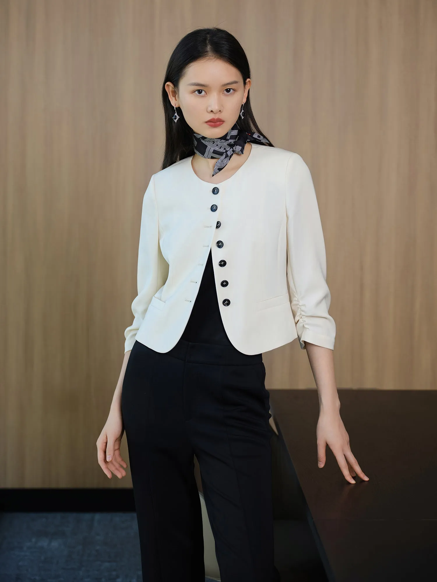 EP YAYING Letters Printed Silk Scarf