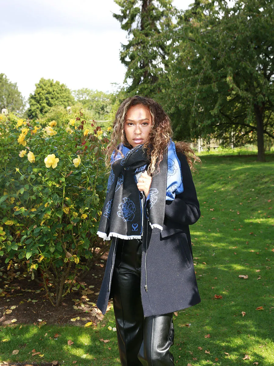 Golden Anther Blue Embroidered Scarf