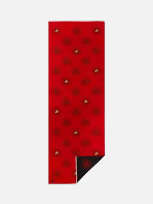 Golden Anther Red Embroidered Scarf