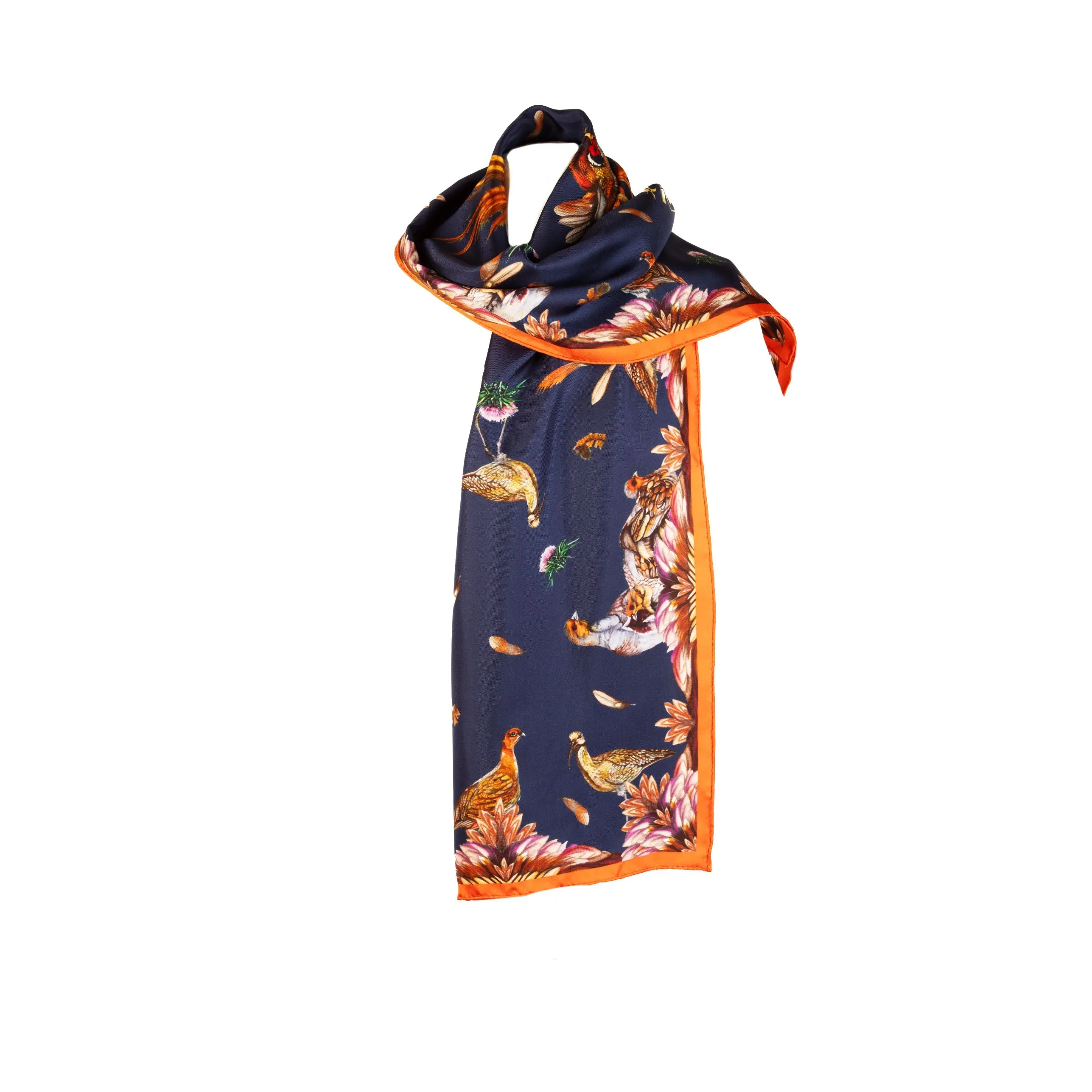 Grouse Misconduct Navy & Seville Orange Classic Silk Scarf