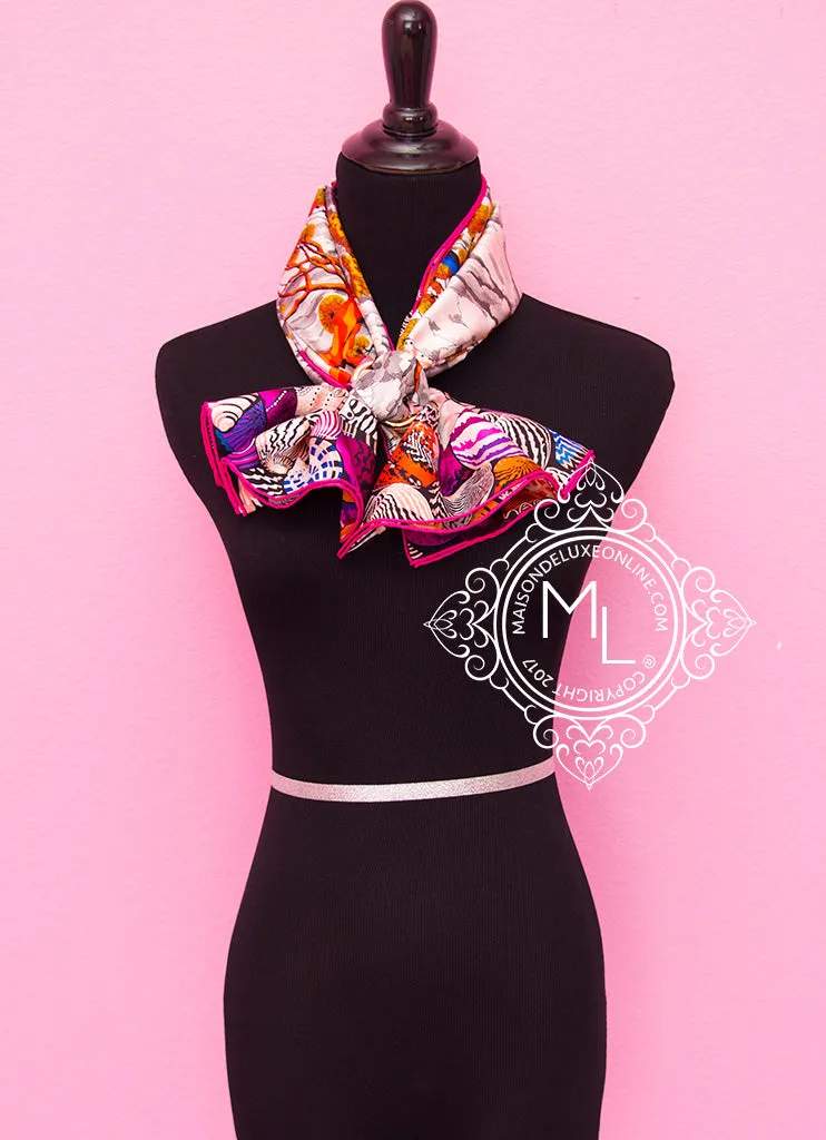 Hermes Pink Twill Silk 90 cm Sieste au Paradis Scarf