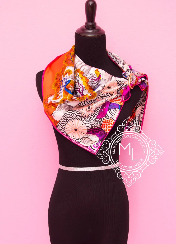 Hermes Pink Twill Silk 90 cm Sieste au Paradis Scarf