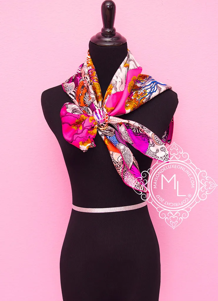 Hermes Pink Twill Silk 90 cm Sieste au Paradis Scarf