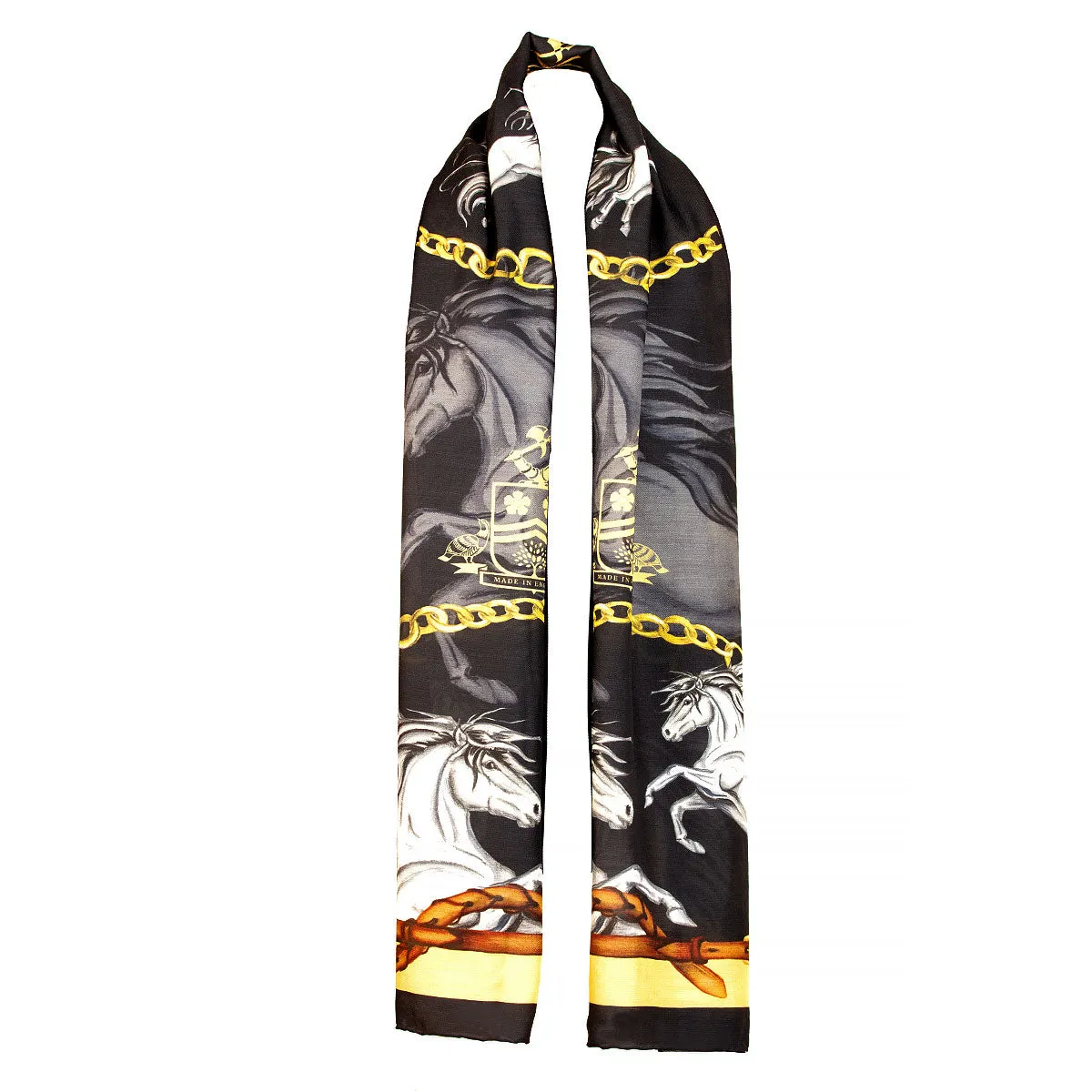 Hold Your Horses Liquorish & Gold Wool Silk Wrap