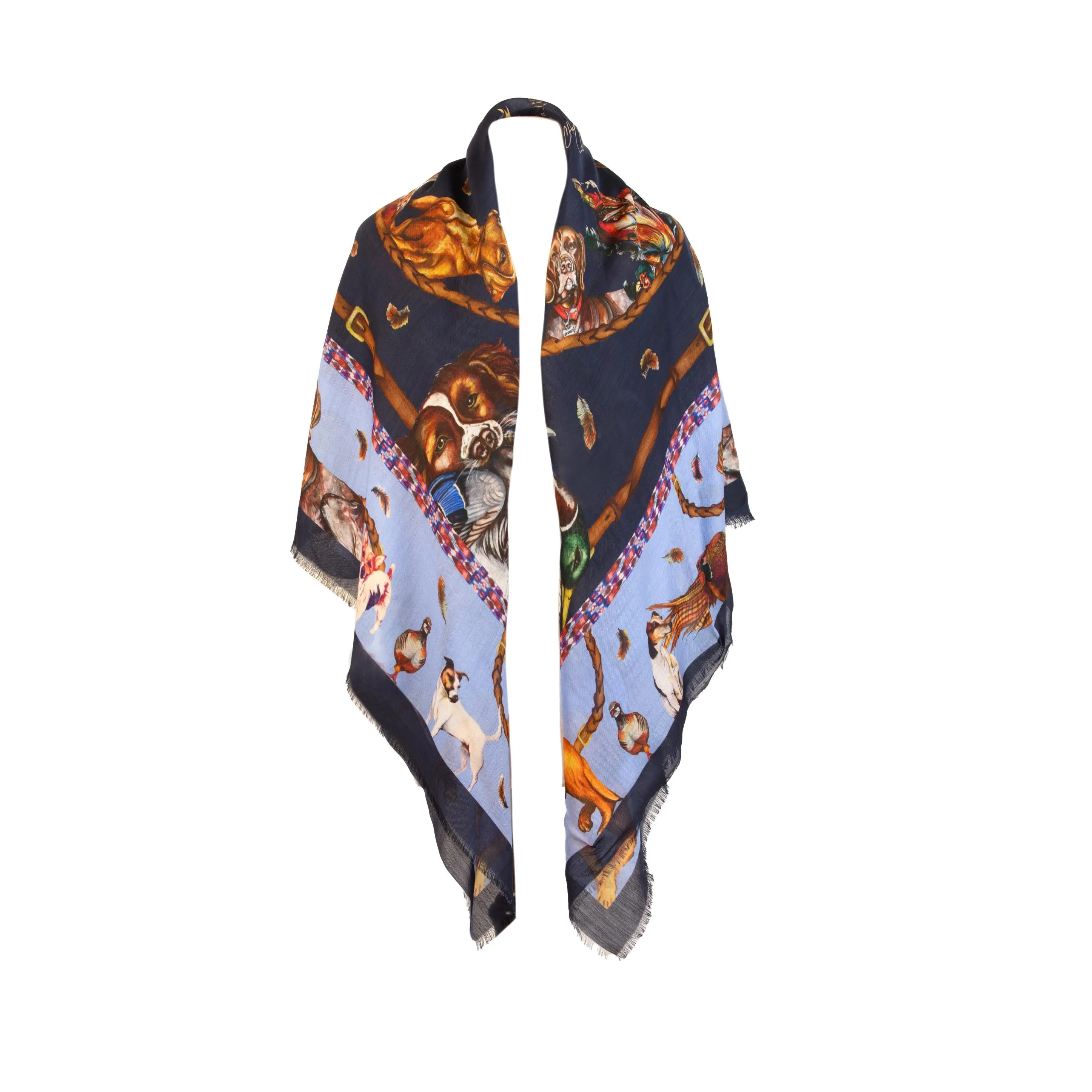 It’s A Dogs Life Navy & Cobalt Blue Wool Silk Shawl