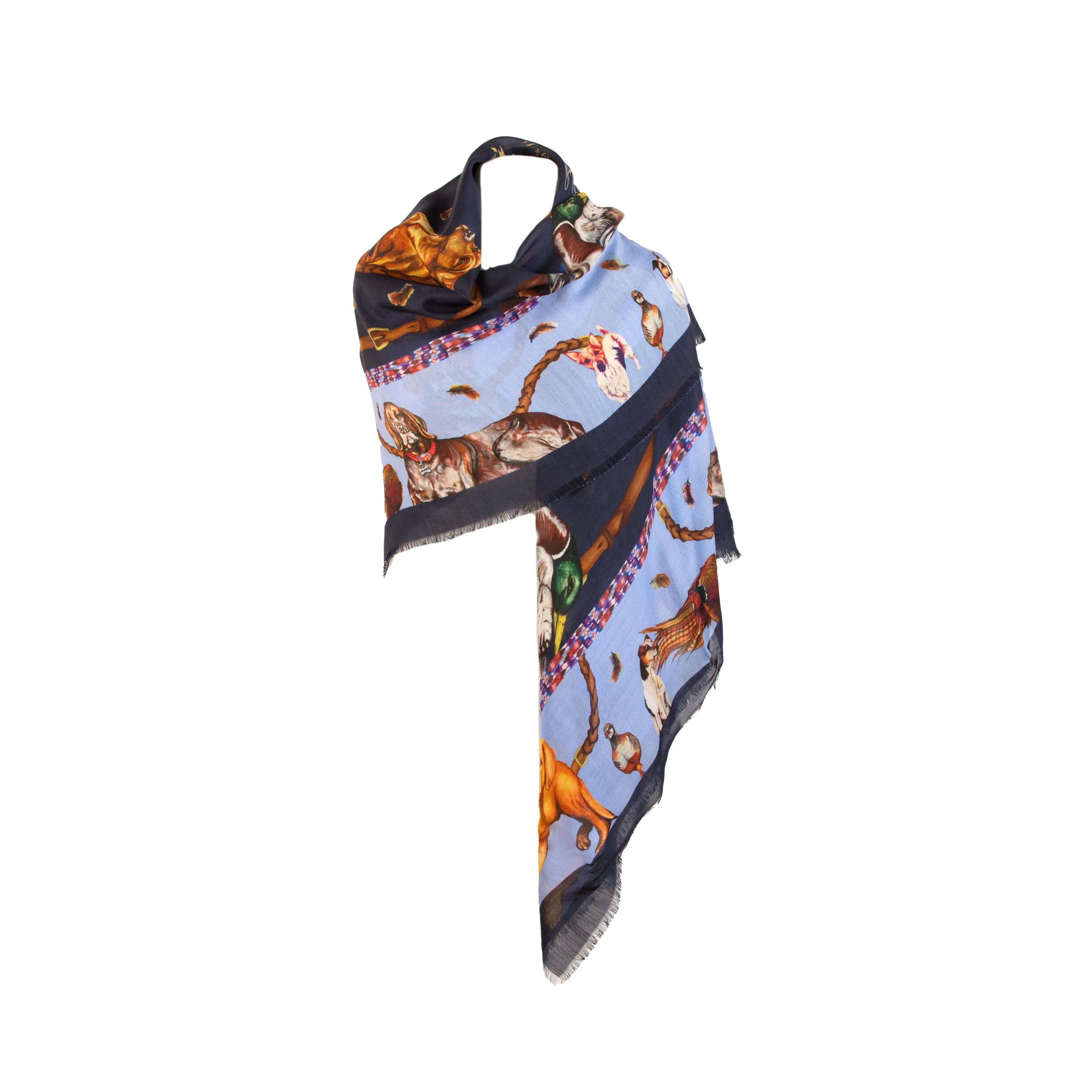 It’s A Dogs Life Navy & Cobalt Blue Wool Silk Shawl