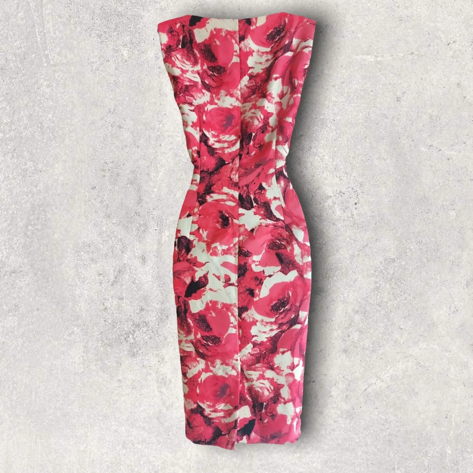 L.K. Bennett Pink & Ivory Wool & Silk Sleeveless Pencil Dress UK 12 EU 40