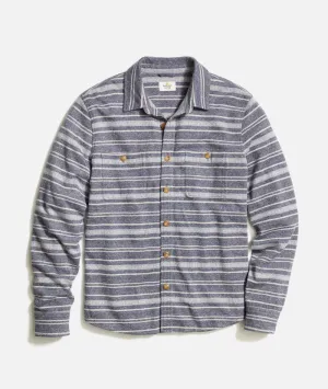 Marine Layer Pacifica Stretch Twill Shirt YD-navy/grey baja stripe