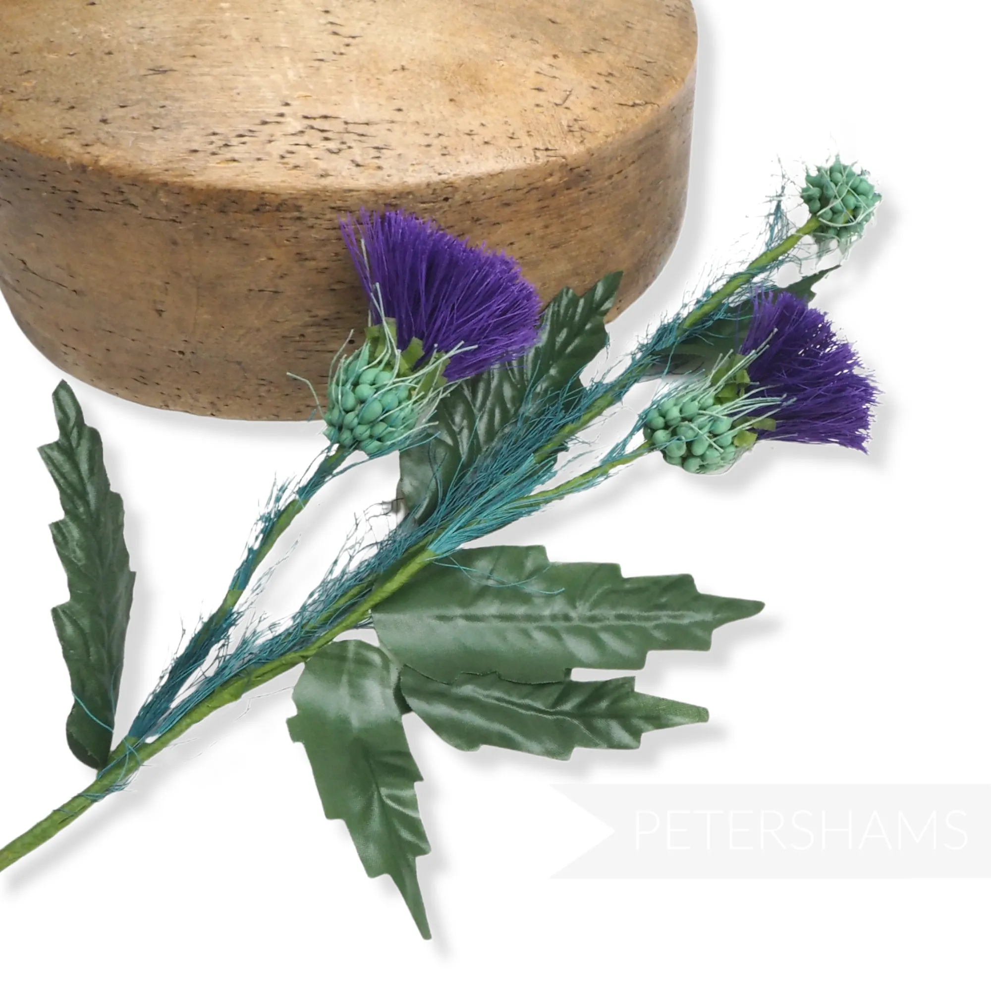 'Sophia' Straw and Silk Scottish Thistle Wired Stem