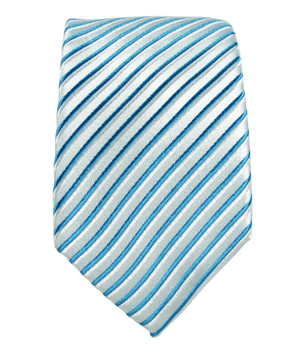 Vivid Blue Striped Silk Necktie