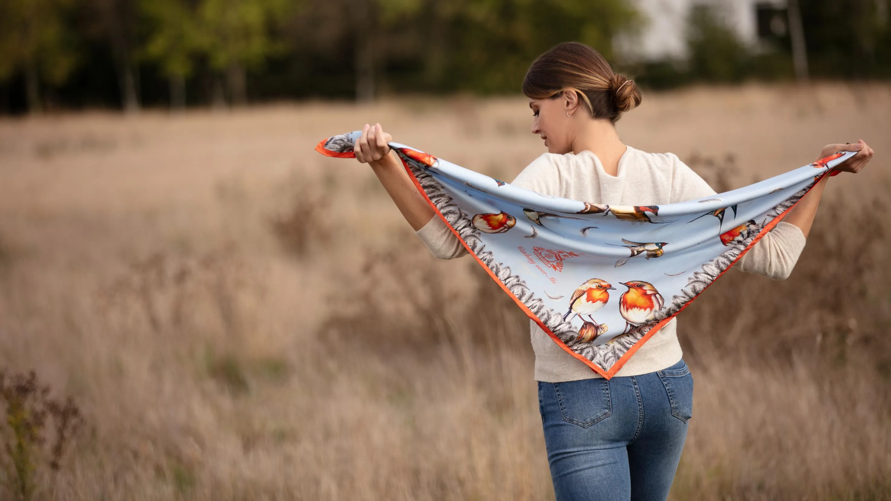 Watching Over Me Mykonos Blue Large Square Scarf