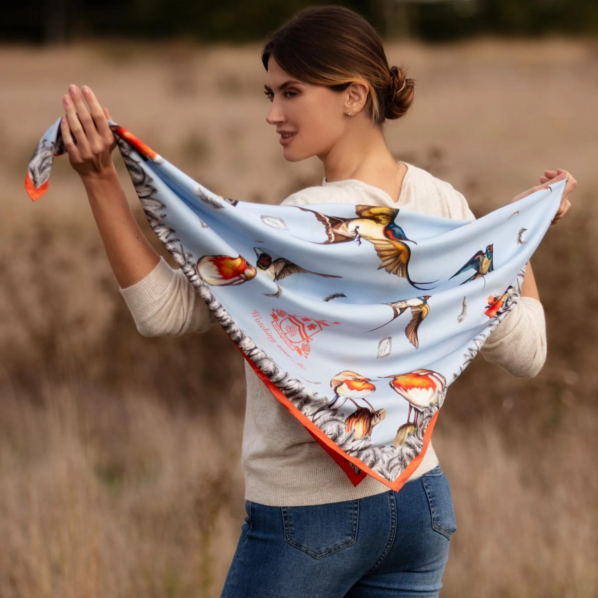 Watching Over Me Mykonos Blue Large Square Scarf