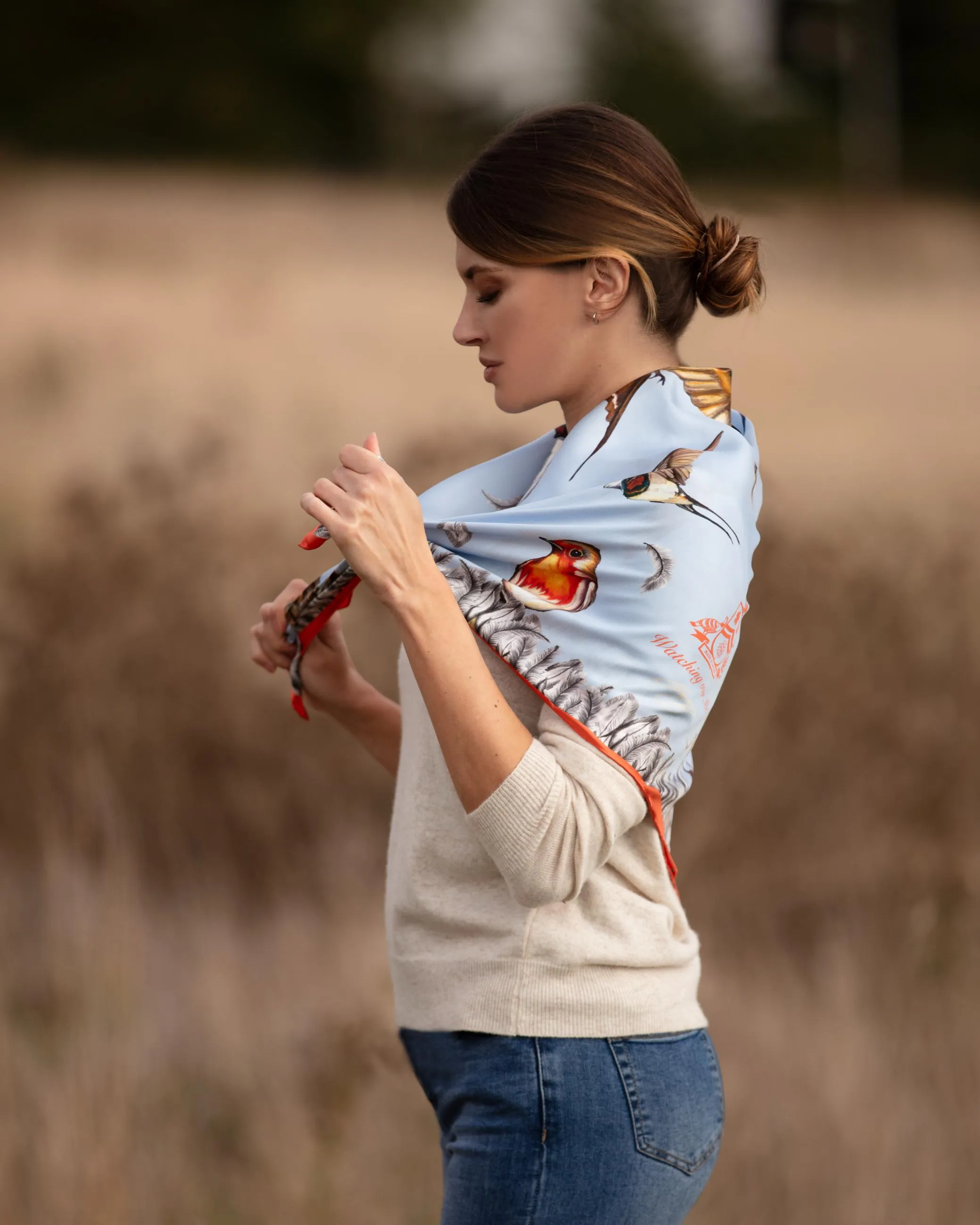 Watching Over Me Mykonos Blue Large Square Scarf