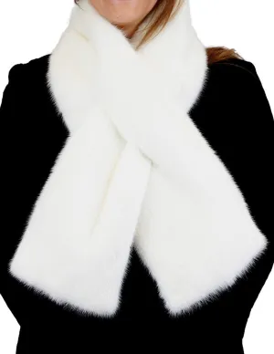 WHITE MINK FUR CROSSOVER SCARF, BOA